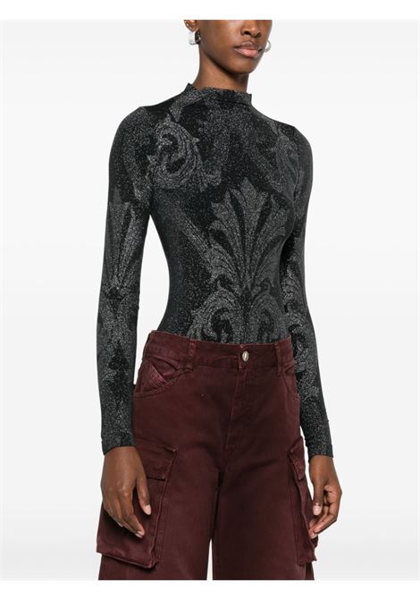 Black and silver floral-jacquard metallic bodysuit Wolford x etro - women WOLFORD X ETRO | 771147124